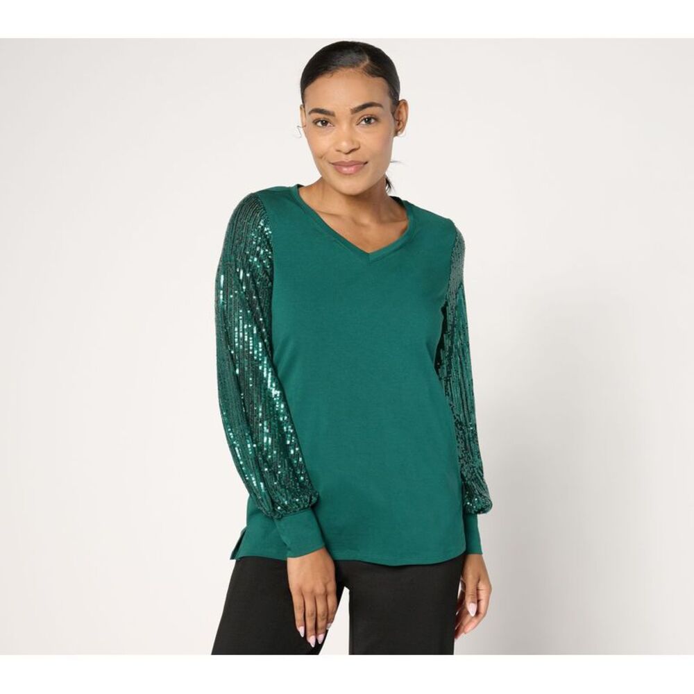 Summersalt Women's Top Sz XS TripleLuxe Knit Dress for Joy Sequin Green A689537